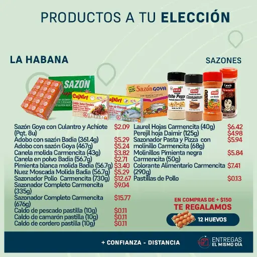 Productos a tu Elección - Sazones - La Habana