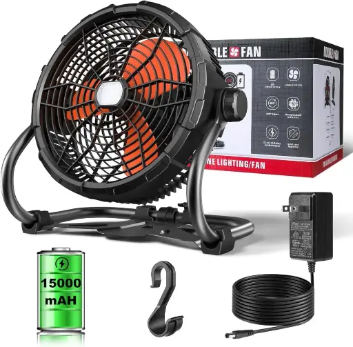 NT-929 Ventilador Recargable Negro con Luz